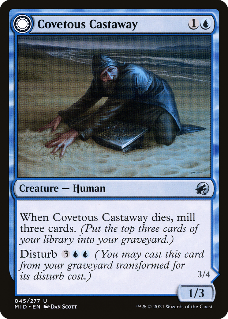 Covetous Castaway // Ghostly Castigator (MID-045) - Innistrad: Midnight Hunt: (Double Faced Transform) Foil