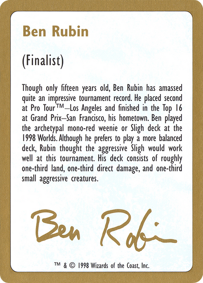 Ben Rubin Bio (WCD-) - World Championship Decks 1998