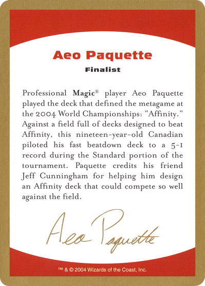 Aeo Paquette Bio (WCD-) - World Championship Decks 2004