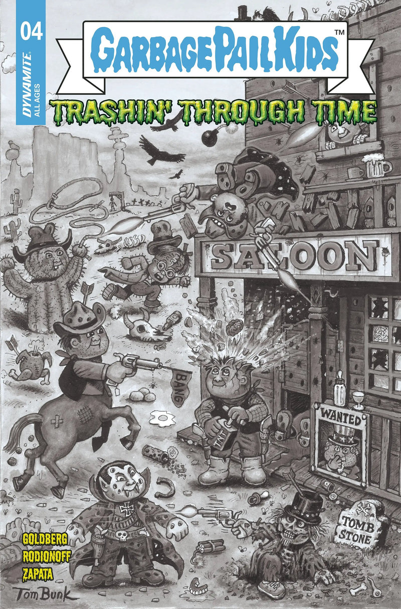 Garbage Pail Kids Through Time #4 F 1:10 Tom Bunk B&W Variant (03/13/2024) Dynamite