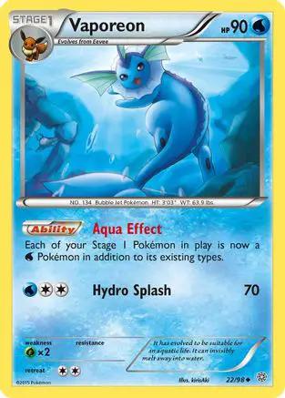 Vaporeon 022/98 - XY  Ancient Origins Reverse Holofoil