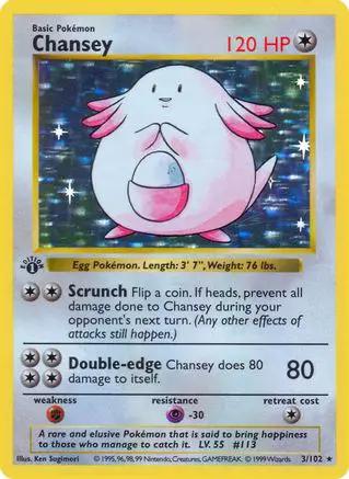 Chansey 003/102 - Base Set Shadowless 1st Edition Holofoil