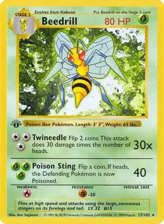 Beedrill 017/102 - Base Set Shadowless 1st Edition