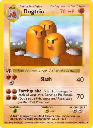 Dugtrio 019/102 - Base Set Shadowless 1st Edition