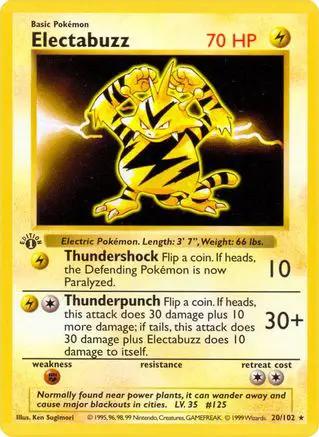 Electabuzz 020/102 - Base Set Shadowless 1st Edition
