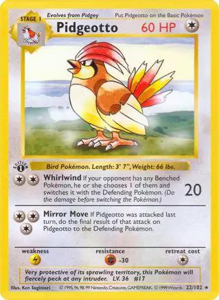 Pidgeotto 022/102 - Base Set Shadowless 1st Edition