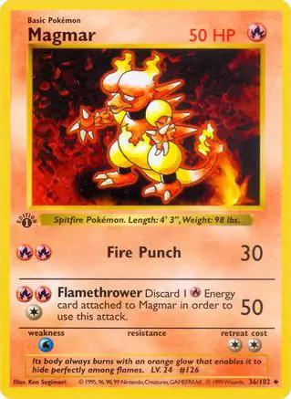 Magmar 036/102 - Base Set Shadowless 1st Edition