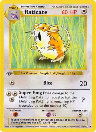 Raticate 040/102 - Base Set Shadowless 1st Edition
