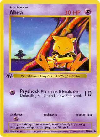 Abra 043/102 - Base Set Shadowless 1st Edition