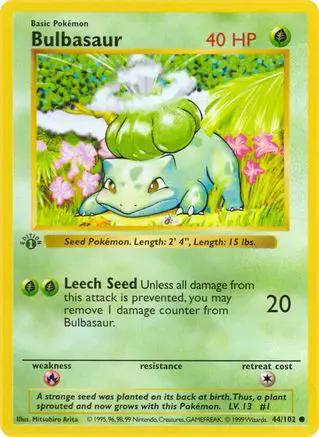 Bulbasaur 044/102 - Base Set Shadowless Unlimited