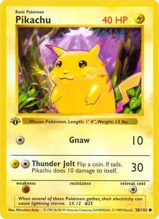 Pikachu 058/102 - Base Set Shadowless Unlimited