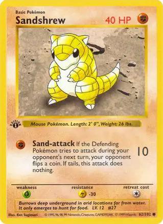Sandshrew 062/102 - Base Set Shadowless 1st Edition