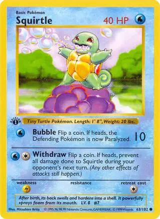 Squirtle 063/102 - Base Set Shadowless Unlimited