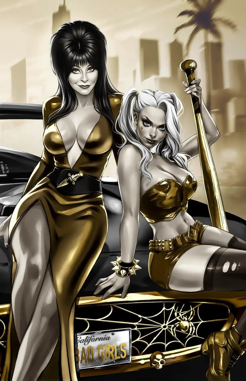 HARLEY QUINN X ELVIRA #1 - KATYA SINYUKHINA COVER B WRAPAROUND NYCC 2025 KNIGHT OF COMICS EXCLUSIVE LTD 300