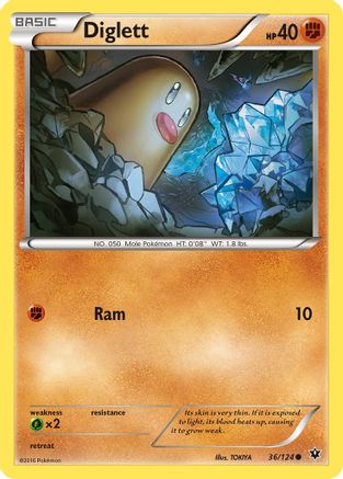 Diglett 036/124 - XY  Fates Collide Reverse Holofoil