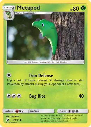 Metapod 002/149 - SM Base Set Reverse Holofoil
