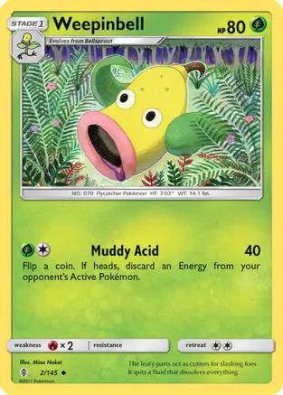 Weepinbell 002/145 - SM  Guardians Rising Reverse Holofoil