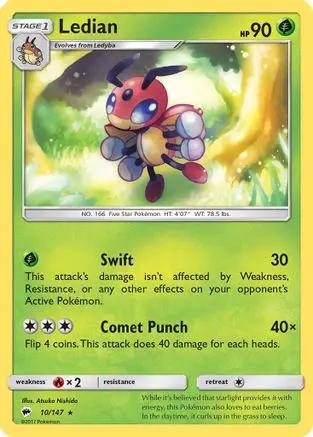 Ledian 010/147 - SM  Burning Shadows Reverse Holofoil