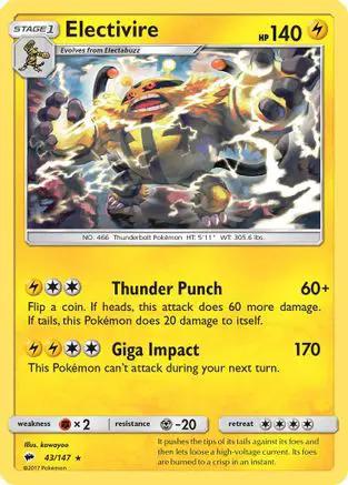 Electivire 043/147 - SM  Burning Shadows Reverse Holofoil