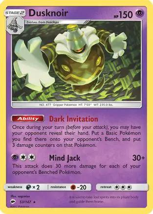 Dusknoir 053/147 - SM  Burning Shadows Reverse Holofoil