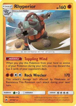 Rhyperior 067/147 - SM  Burning Shadows Reverse Holofoil