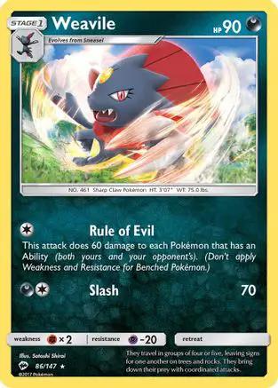 Weavile 086/147 - SM  Burning Shadows Reverse Holofoil