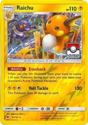 Raichu (League Challenge) [3rd Place] 041/147 - League & Championship Cards Reverse Holofoil