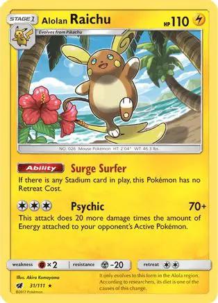 Alolan Raichu 031/111 - SM  Crimson Invasion Reverse Holofoil