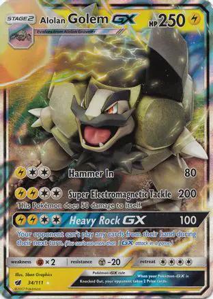 Alolan Golem GX 034/111 - SM  Crimson Invasion Holofoil