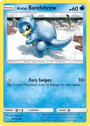 Alolan Sandshrew 028/156 - SM  Ultra Prism Reverse Holofoil