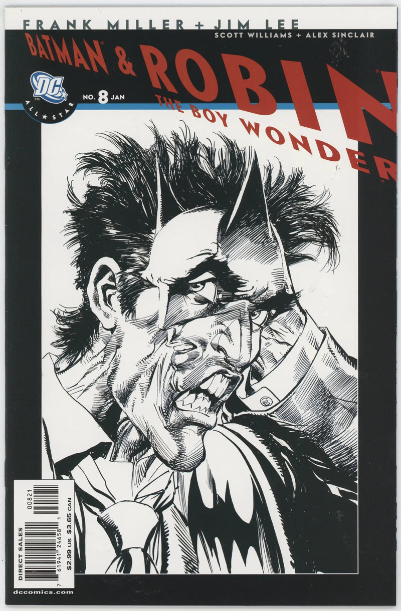 Batman & Robin 8 B DC 2008 NM Neal Adams BW Sketch Illusion Joker Variant