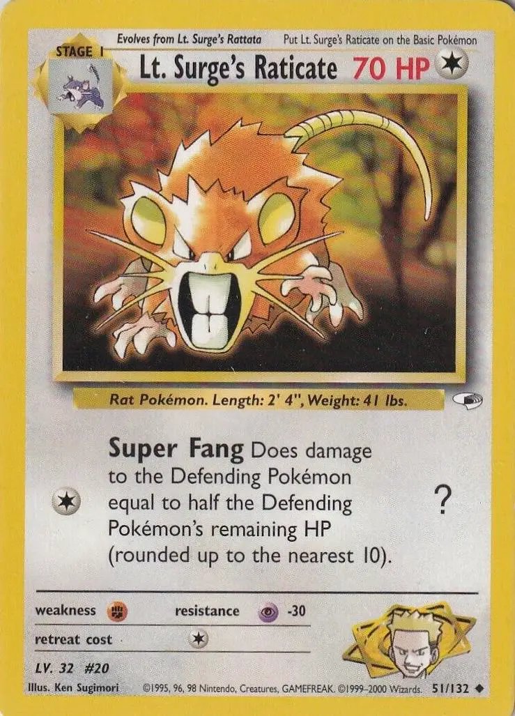 Lt. Surge's Raticate 051/132 - Gym Heroes Unlimited