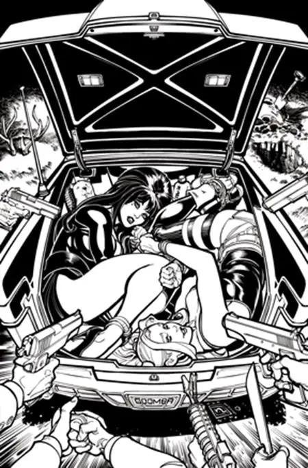Harley Quinn X Elvira #2 O 1:15 Chad Hardin Line Art Virgin Variant (11/19/2025) Dynamite