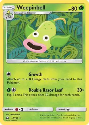 Weepinbell 002/168 - SM  Celestial Storm Reverse Holofoil