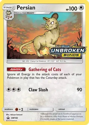 Pokemon: Persian Promo SM182 - Light Play
