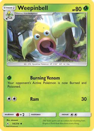 Weepinbell 014/214 - SM  Unbroken Bonds Reverse Holofoil