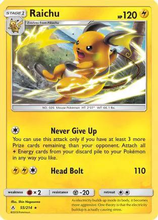 Raichu 055/214 - SM  Unbroken Bonds Reverse Holofoil