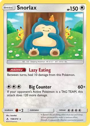 Snorlax 158/214 - SM  Unbroken Bonds Reverse Holofoil