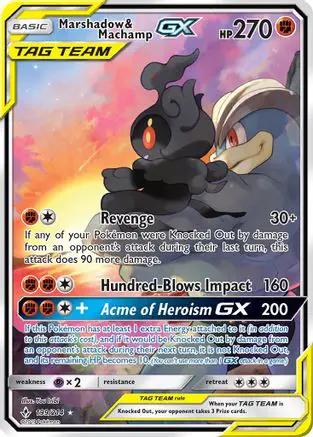 Marshadow & Machamp GX  (Full Art) 199/214 - SM  Unbroken Bonds Holofoil
