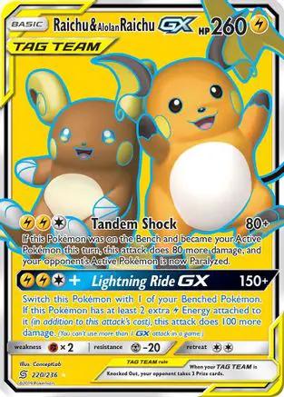 Raichu & Alolan Raichu GX (Full Art) 220/236 - SM  Unified Minds Holofoil
