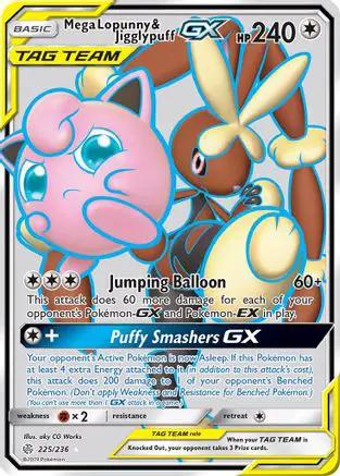 Mega Lopunny & Jigglypuff GX (Full Art) 225/236 - SM  Cosmic Eclipse Holofoil