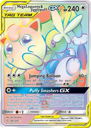 Pokemon: Mega Lopunny & Jigglypuff GX Secret Cosmic Eclipse 261/236 - Near Mint