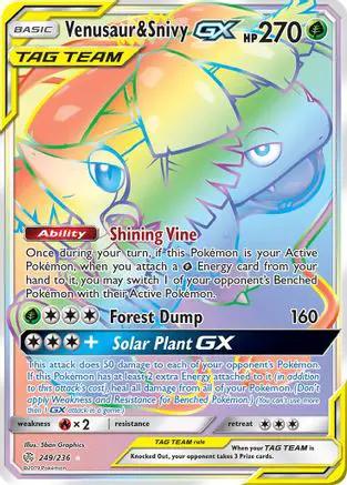 Venusaur & Snivy GX (Secret) 249/236 - SM  Cosmic Eclipse Holofoil