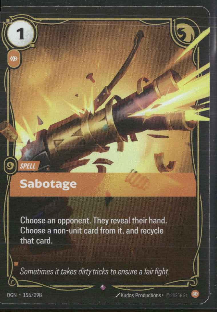 Sabotage #156/298 Rare - Riftbound Origins