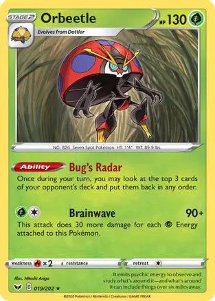 Orbeetle 019/202 - SWSH01 Sword & Shield Base Set Reverse Holofoil