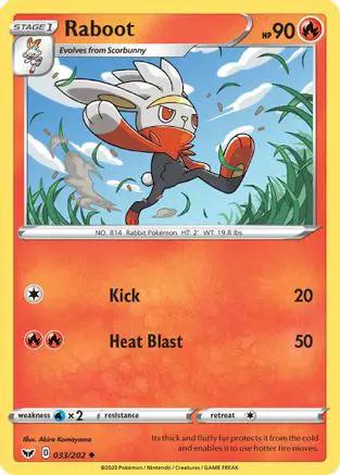 Raboot () 033/202 - SWSH01 Sword & Shield Base Set Reverse Holofoil