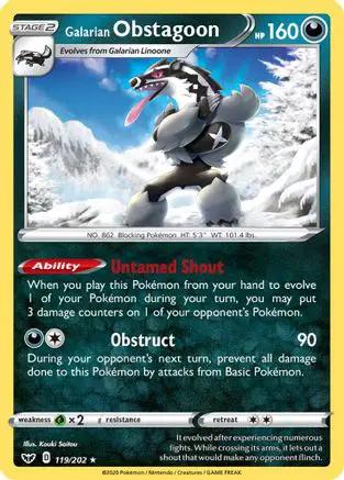Galarian Obstagoon 119/202 - SWSH01 Sword & Shield Base Set Reverse Holofoil