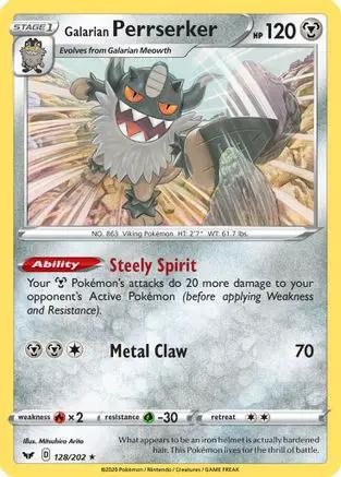 Galarian Perrserker 128/202 - SWSH01 Sword & Shield Base Set Reverse Holofoil