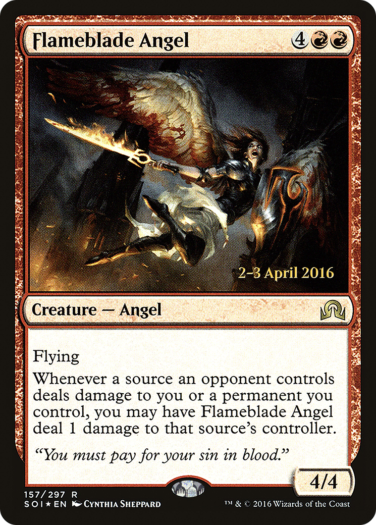Flameblade Angel (PRE-157S) - Shadows over Innistrad Promos Foil