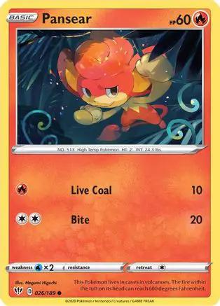 Pansear 026/189 - SWSH03 Darkness Ablaze Reverse Holofoil